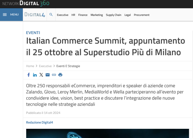 Italian Commerce Summit appuntamento il 25 ottobre a Milano